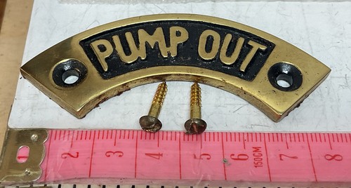 Brass pump out sign arched - out, 2