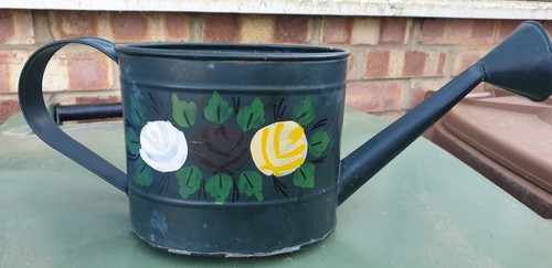Old hand painted green barge - painted,
